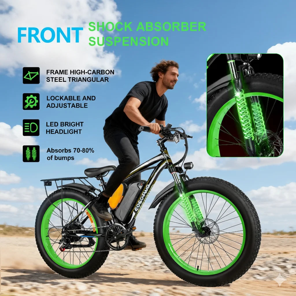 EOEOTWO Fat Tire Electric Bike For Adults 48V Battery 1000W