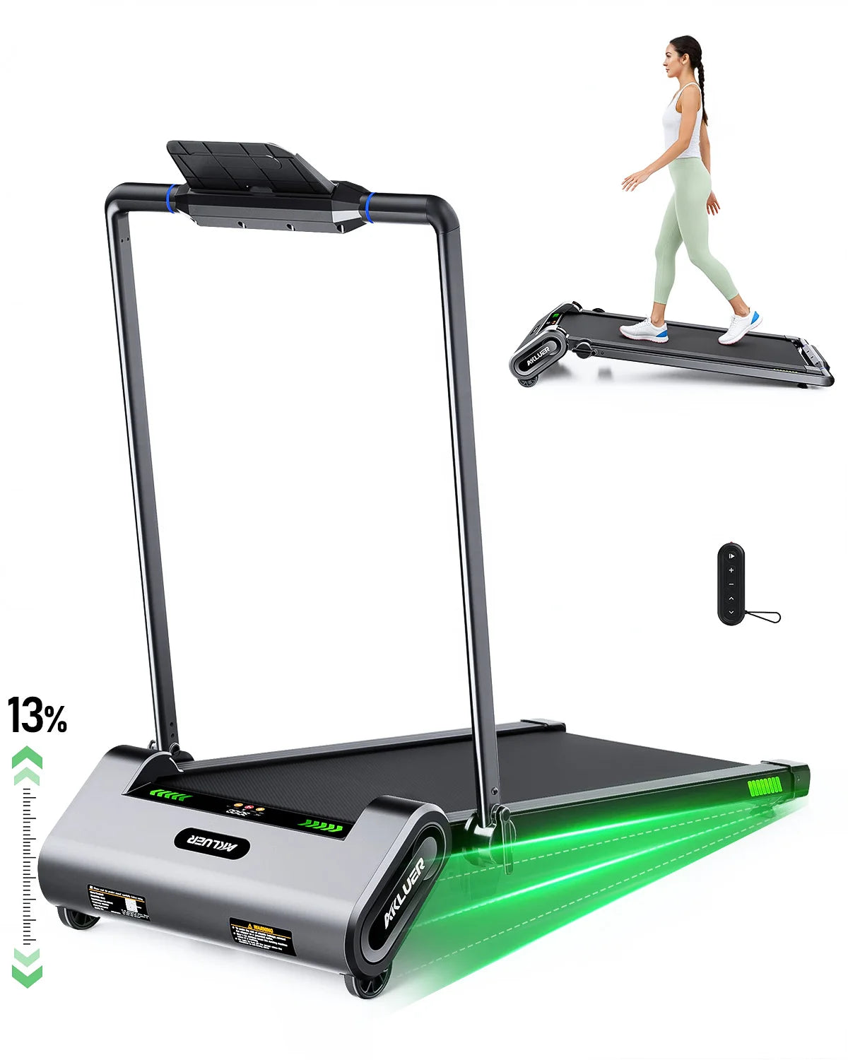 AKLUER Walking Pad Treadmill With Auto Incline Under Desk