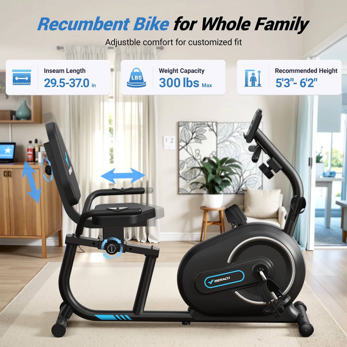 MERACH Recumbent Bike With Smart Bluetooth App and Heart Rate