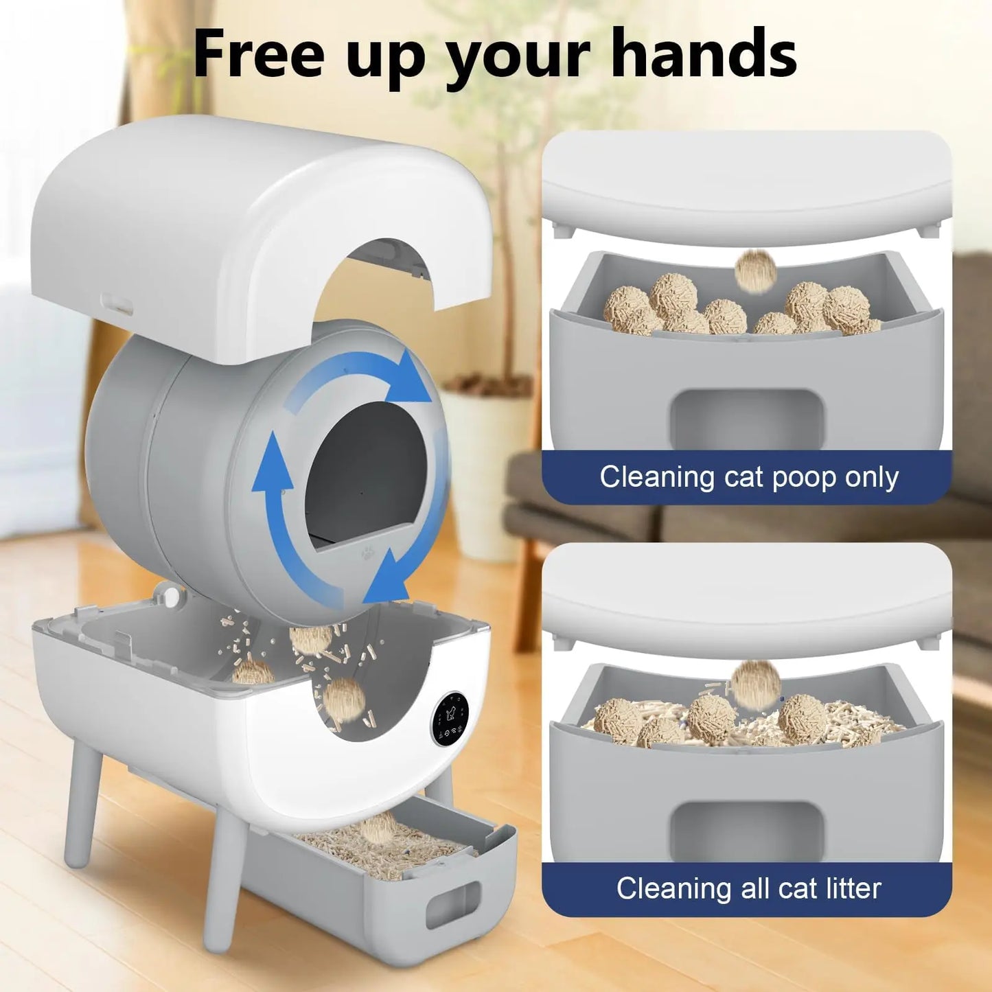 Smart Self Cleaning Cat Litter Box With App Control Safety