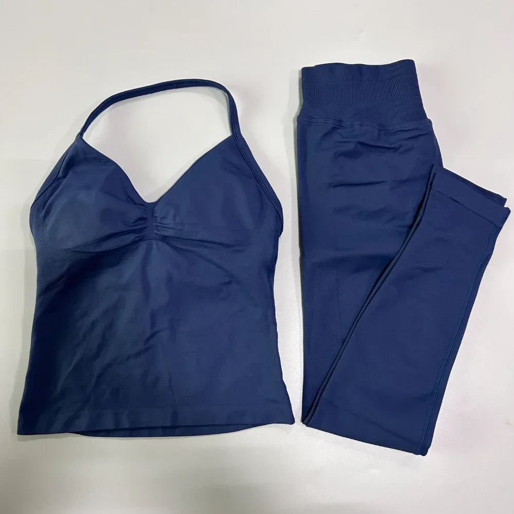 Seamless Gym Set For Women With Tank Top And High Waist Leggings