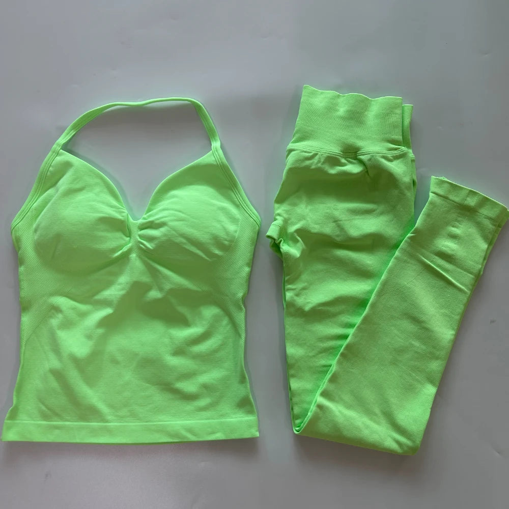 Seamless Gym Set For Women With Tank Top And High Waist Leggings