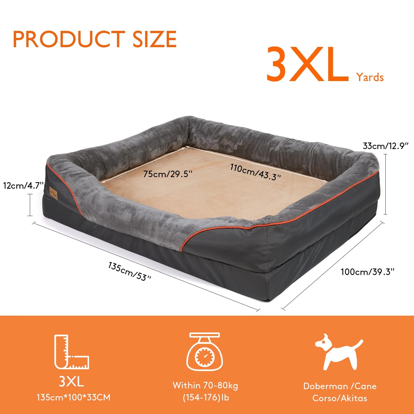 BINGOPAWCN Anti Allergy Warm Fleece Dog Bed Waterproof Removable Cover