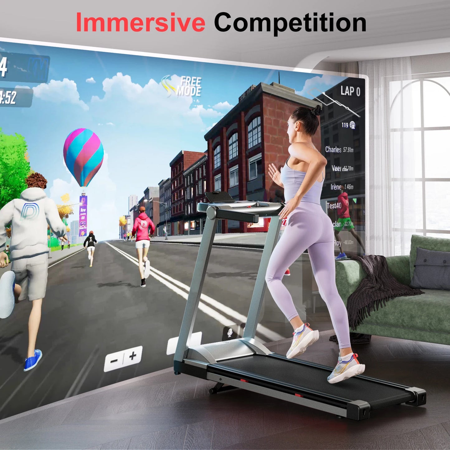 Superun 3.5HP Foldable Incline Treadmill With Handle Bar Holder