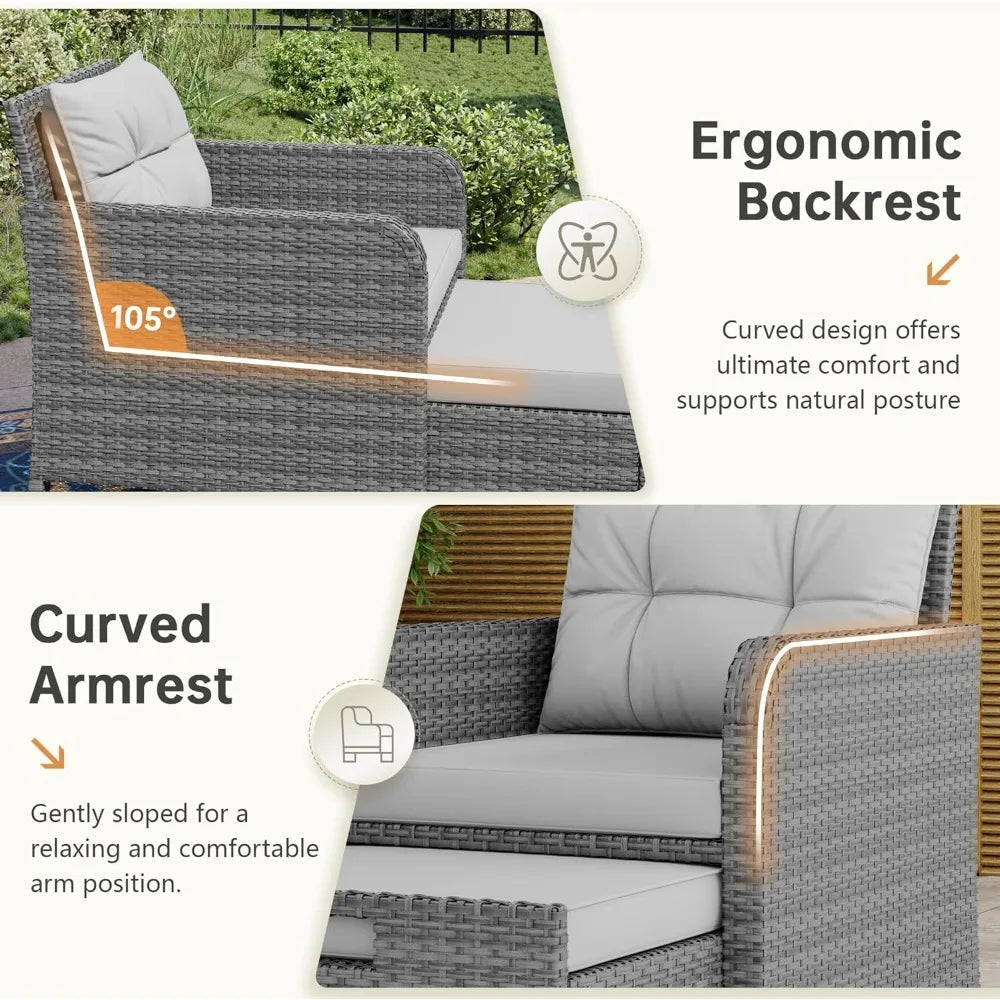 Outdoor Balcony Five-Piece PE Wicker Patio Conversation Set