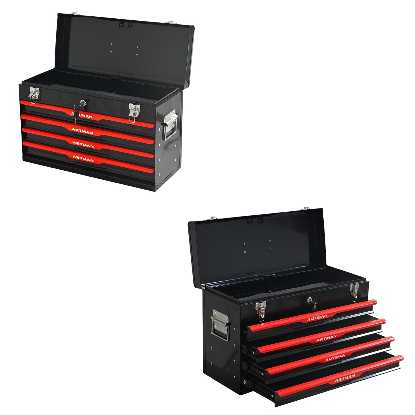 ARTMAN Portable Metal Tool Box With Drawers And Locking Lid