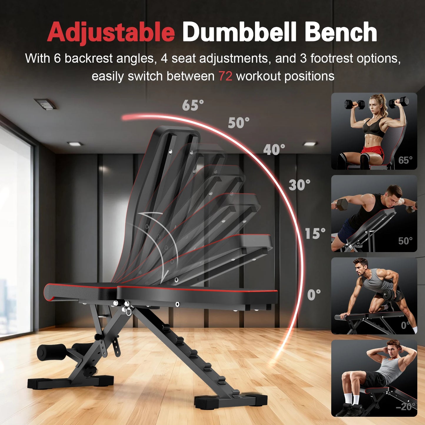 Multifunctional Adjustable Dumbbell Bench Foldable For Full Body Workout 660LBS