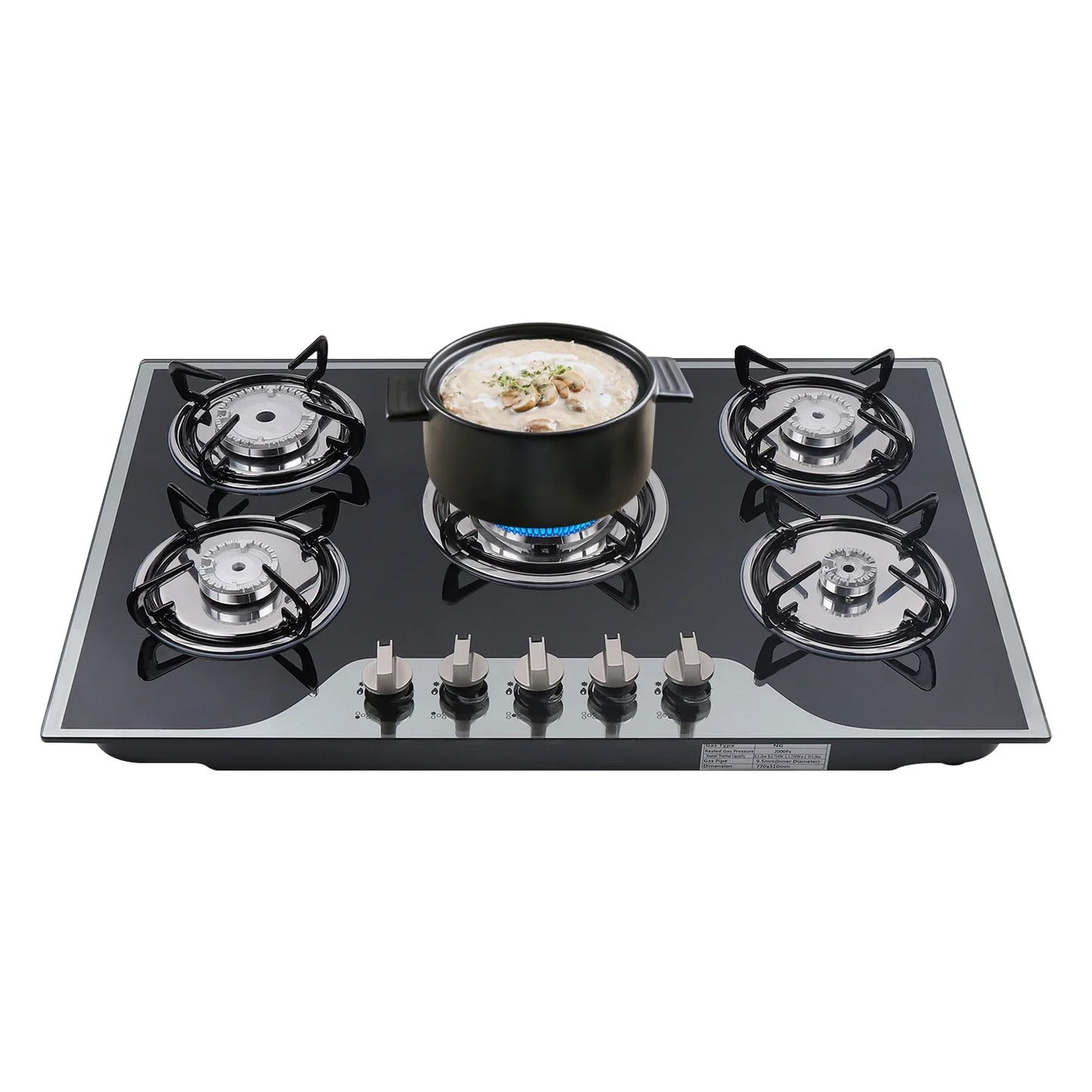 5-Burner Built-In Gas Stove Dual Fuel LPG NG Stainless Steel