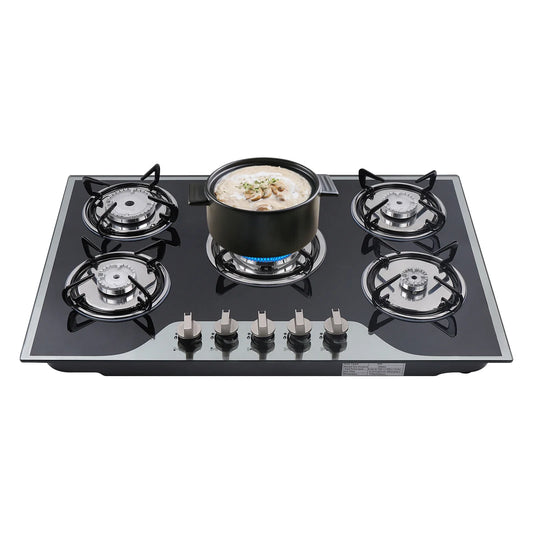 5-Burner Built-In Gas Stove Dual Fuel LPG NG Stainless Steel