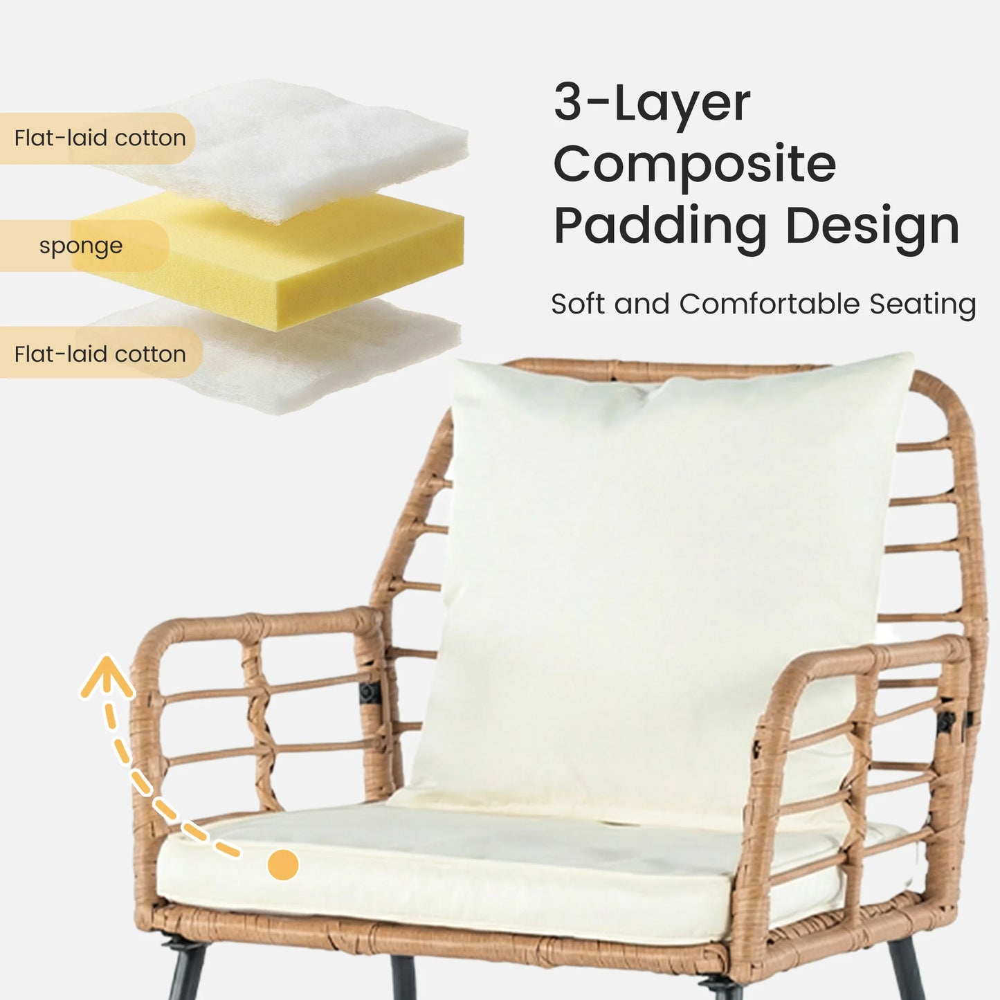 Outdoor Wicker Patio Set 4 Pieces With Soft Cushions