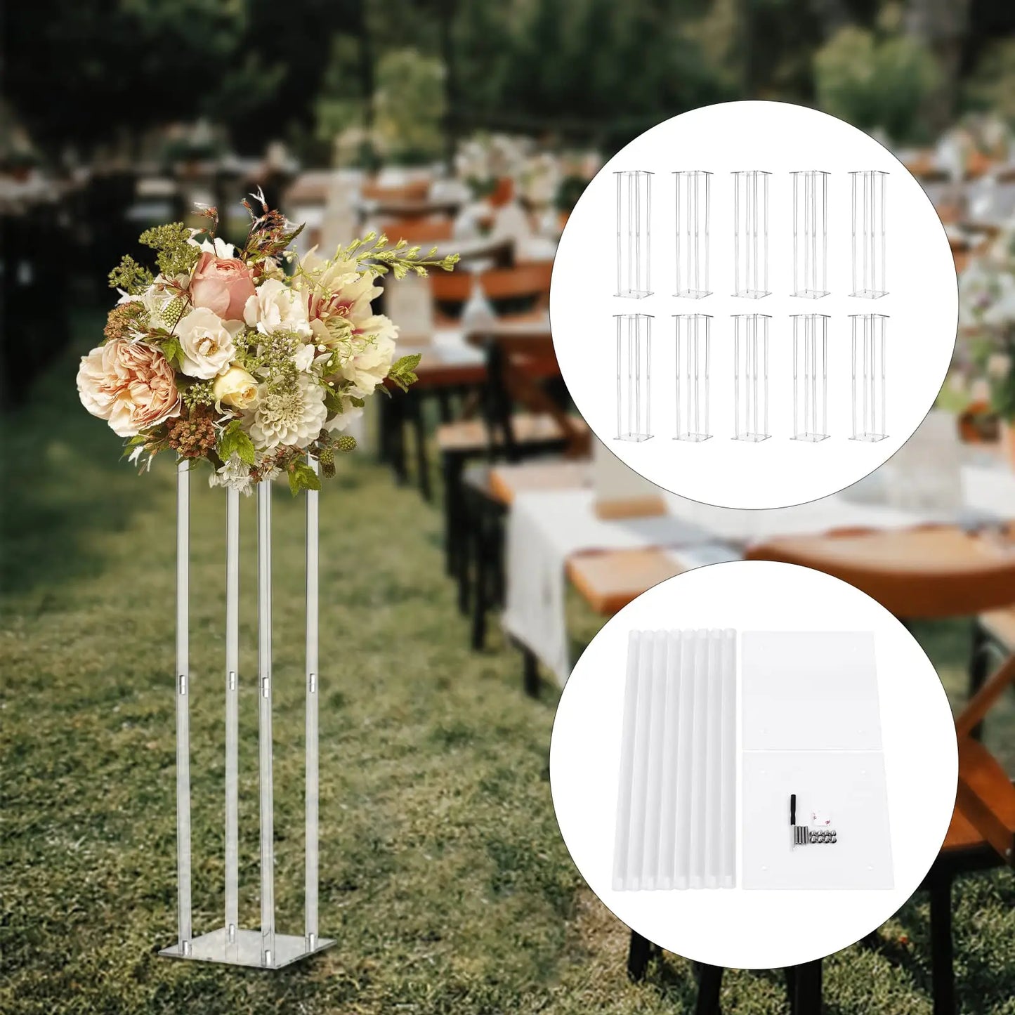 10 Piece Acrylic Vase Column Stand For Wedding Centerpieces