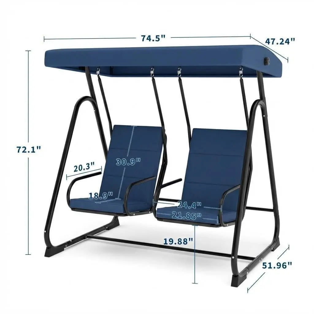 HiMISS Outdoor Swing Chair With Adjustable Canopy For Patio