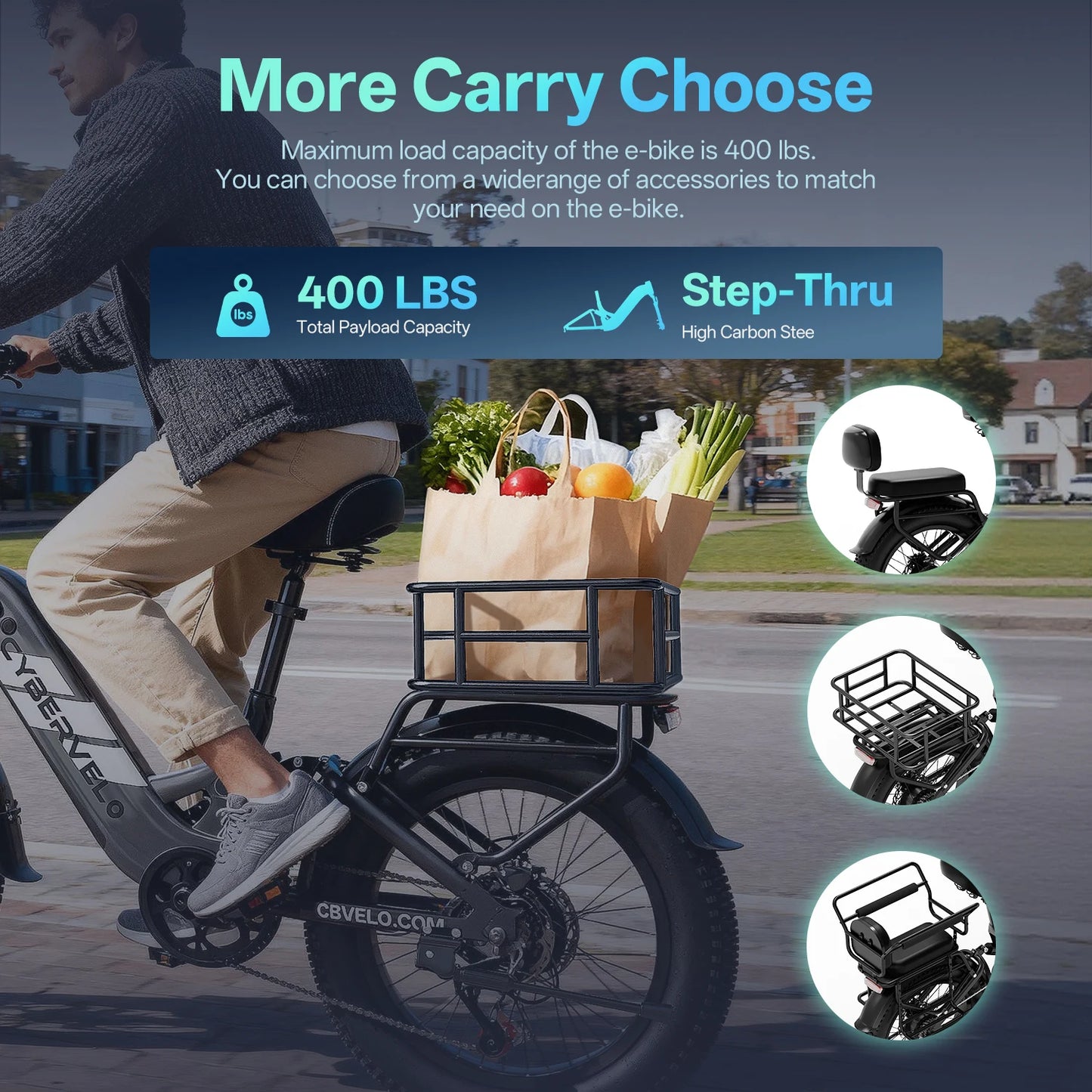 Cybervelo Long Range Electric Commuter Bicycle Featuring Seven Speeds