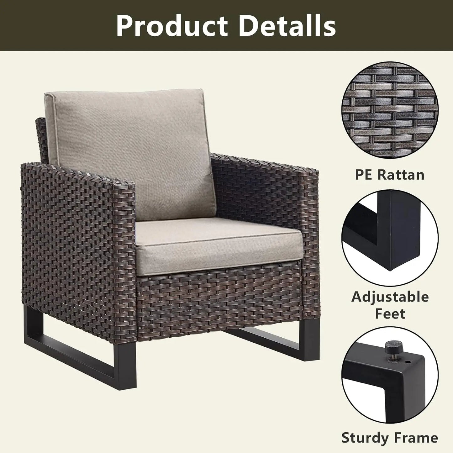 Wicker Outdoor Patio Chairs Set Rattan Bistro Furniture