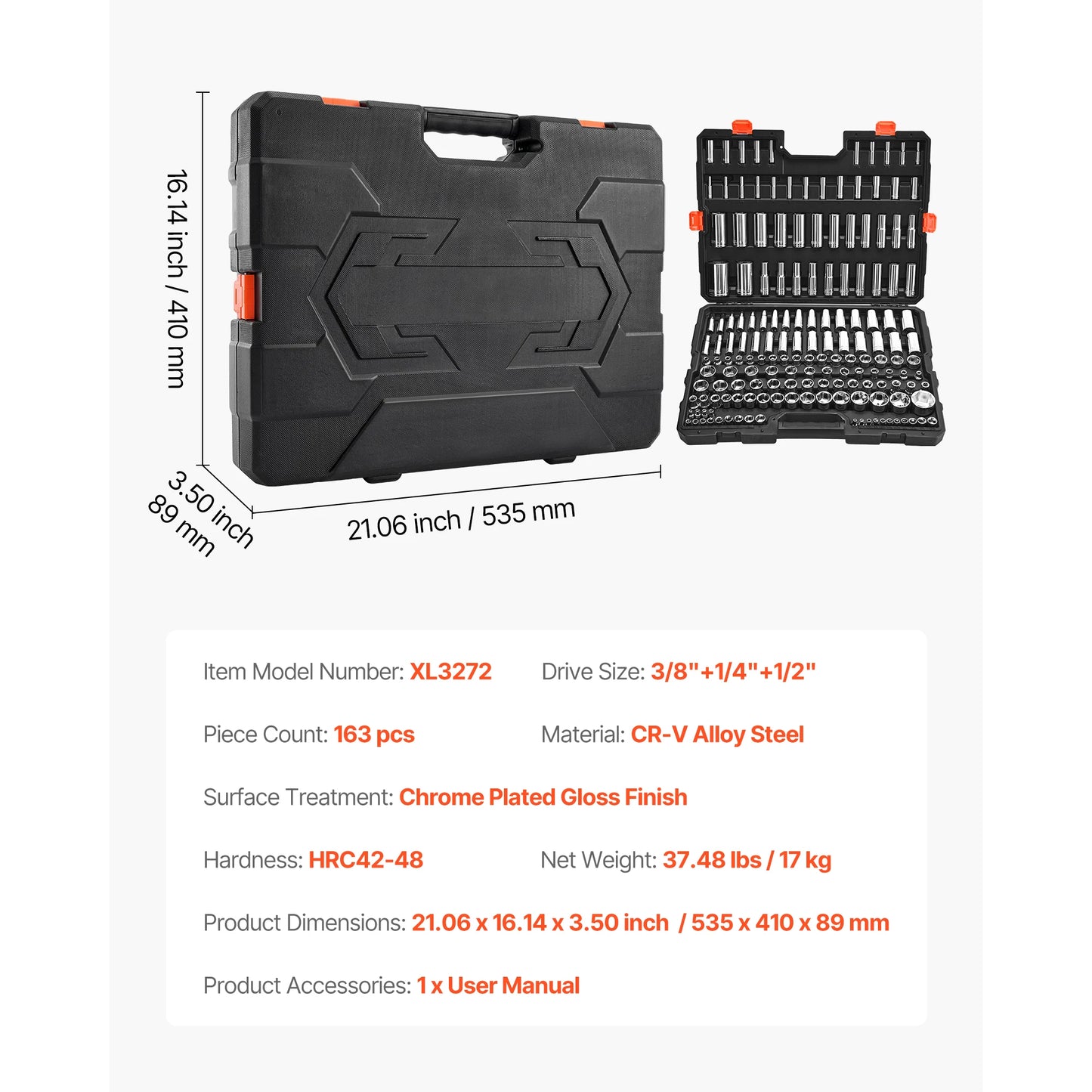 SucceBuy 86 Piece Socket Set With Ratchet Wrench For Mechanic