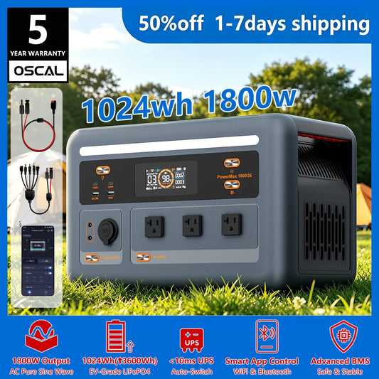 OSCAL PowerMax 1800 Portable Power Station 1024Wh LiFePO4
