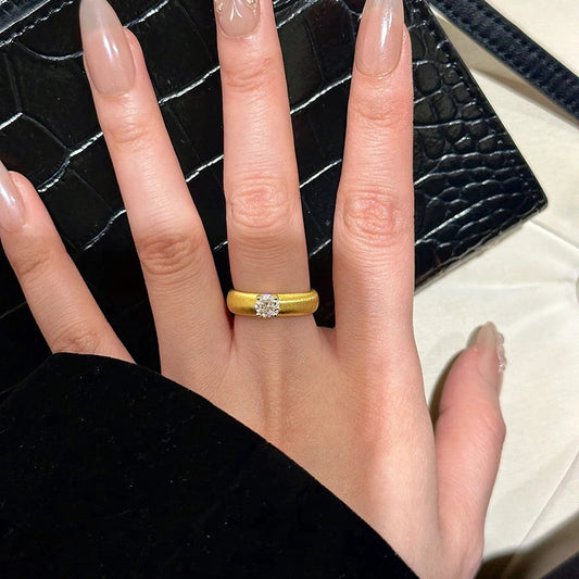 Premium Moissanite Wedding Band Ring For Women Gold Plated Finish