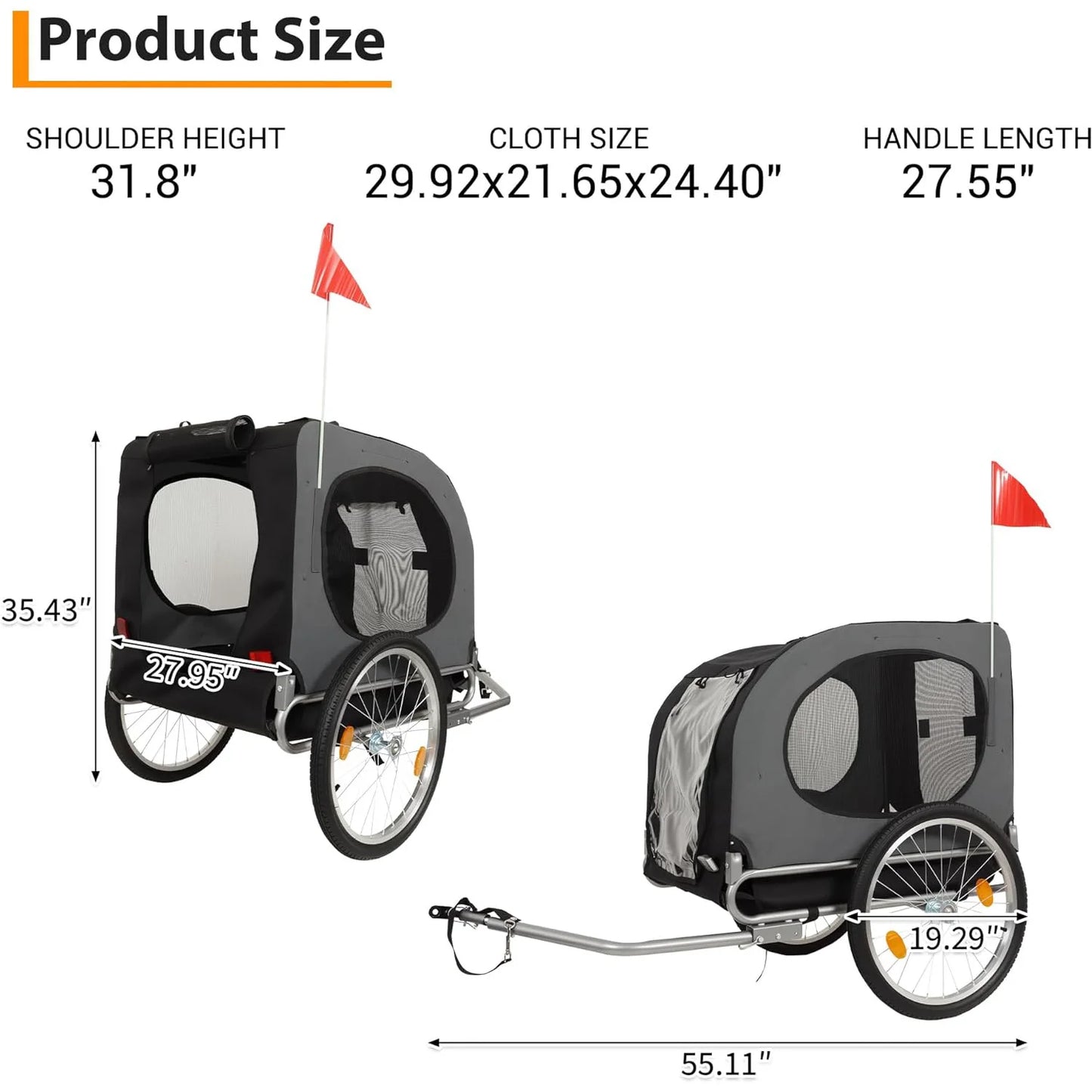 HiMISS Steel Dog Bike Trailer With Universal Coupler