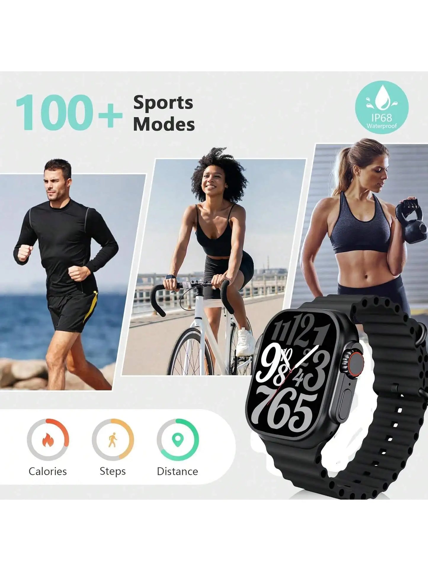 Hiwear Smartwatch With Case And Seven Bands Bluetooth Calling Fitness Tracker