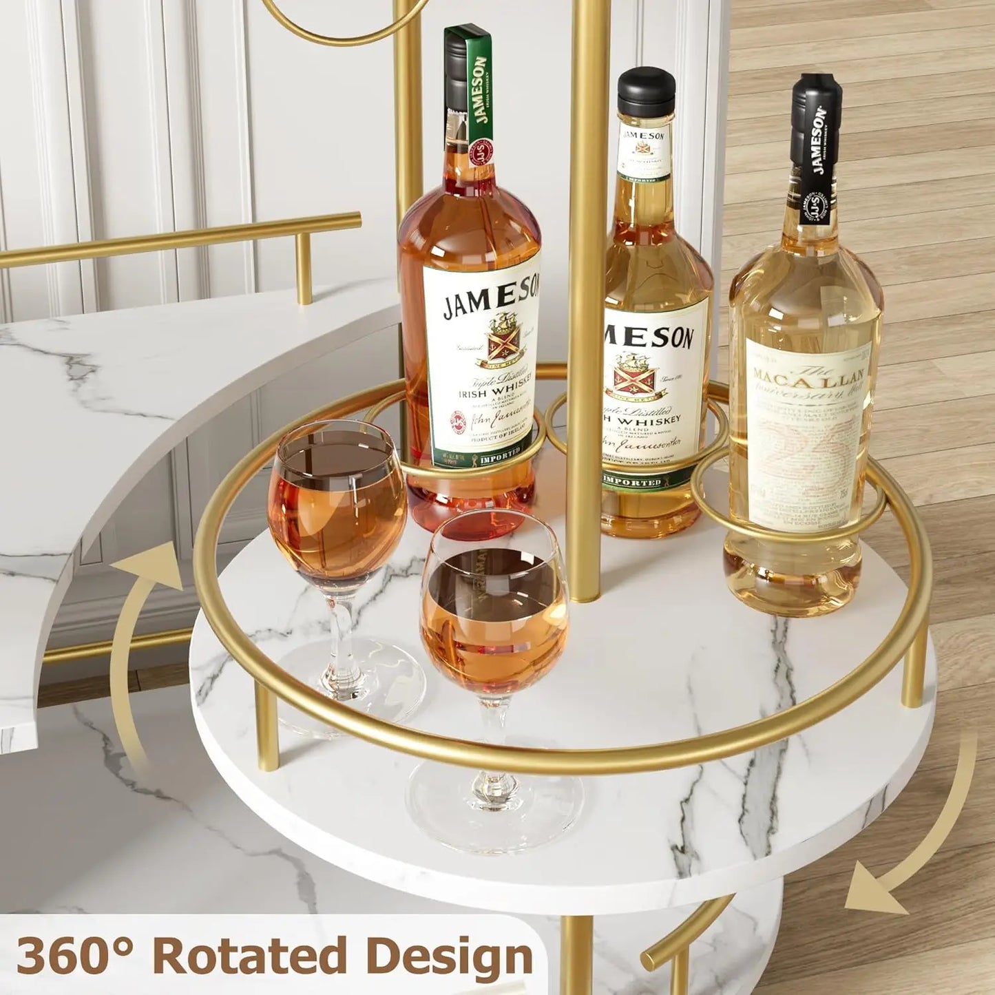 HobbyLane Bar Carts With Four-Tier Storage And Wine Rack
