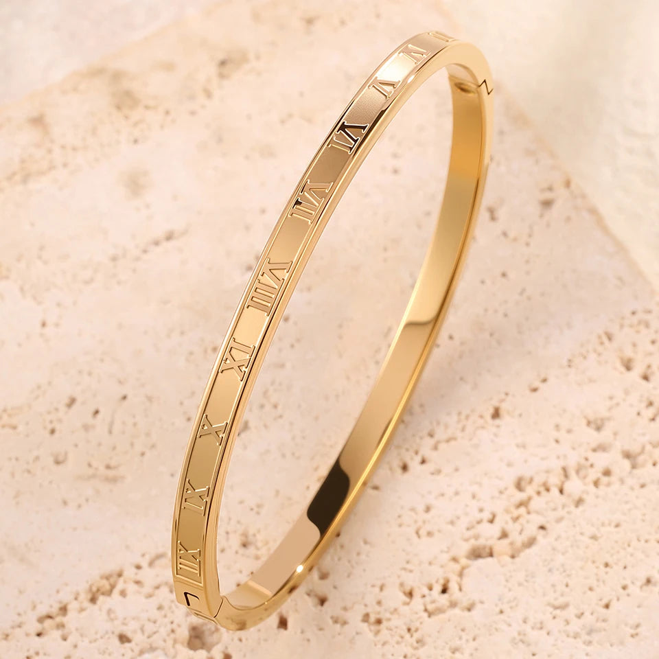Sparkling Zirconia Inlaid Stainless Steel Stackable Bracelet Set For Women