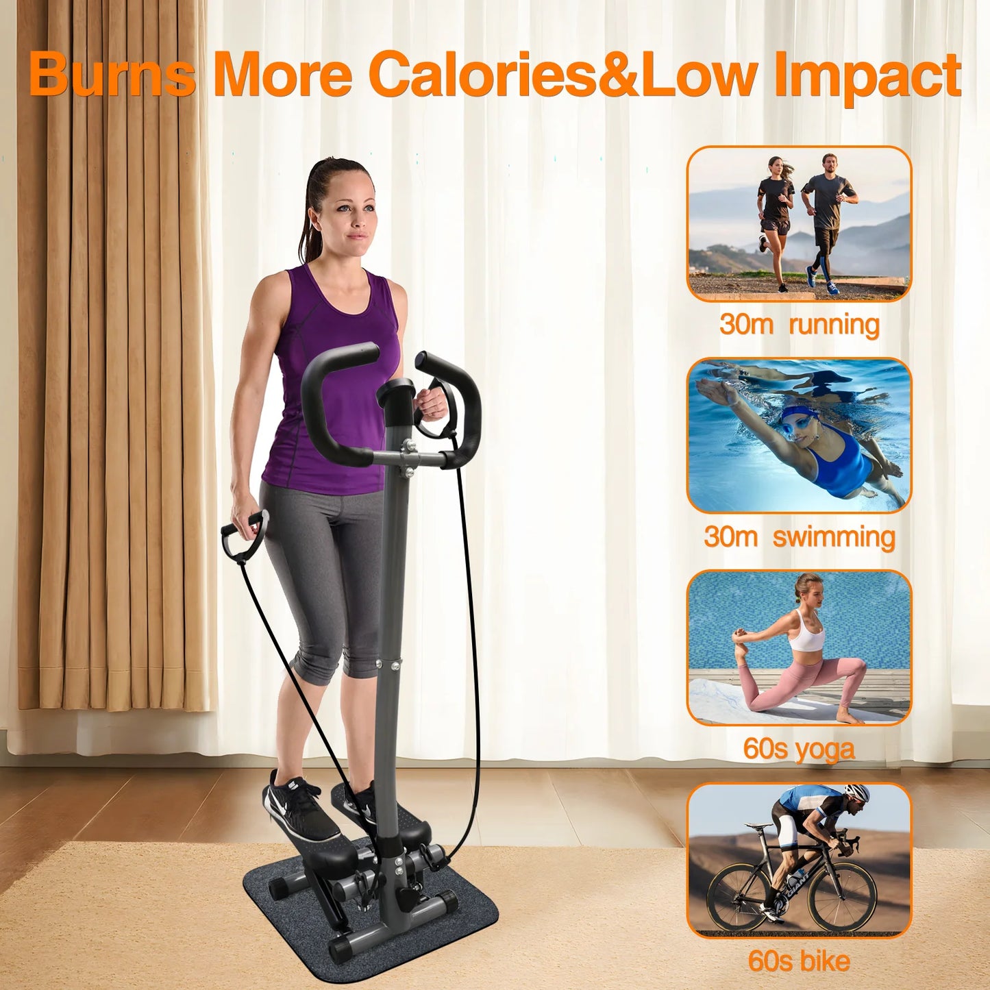 Exercise Stepper Machine With LCD Monitor And Resistance Bands