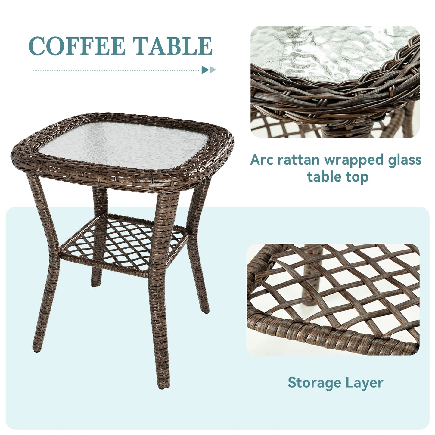 Outdoor Rotating Rocking Chair Patio Set with Padded Cushions
