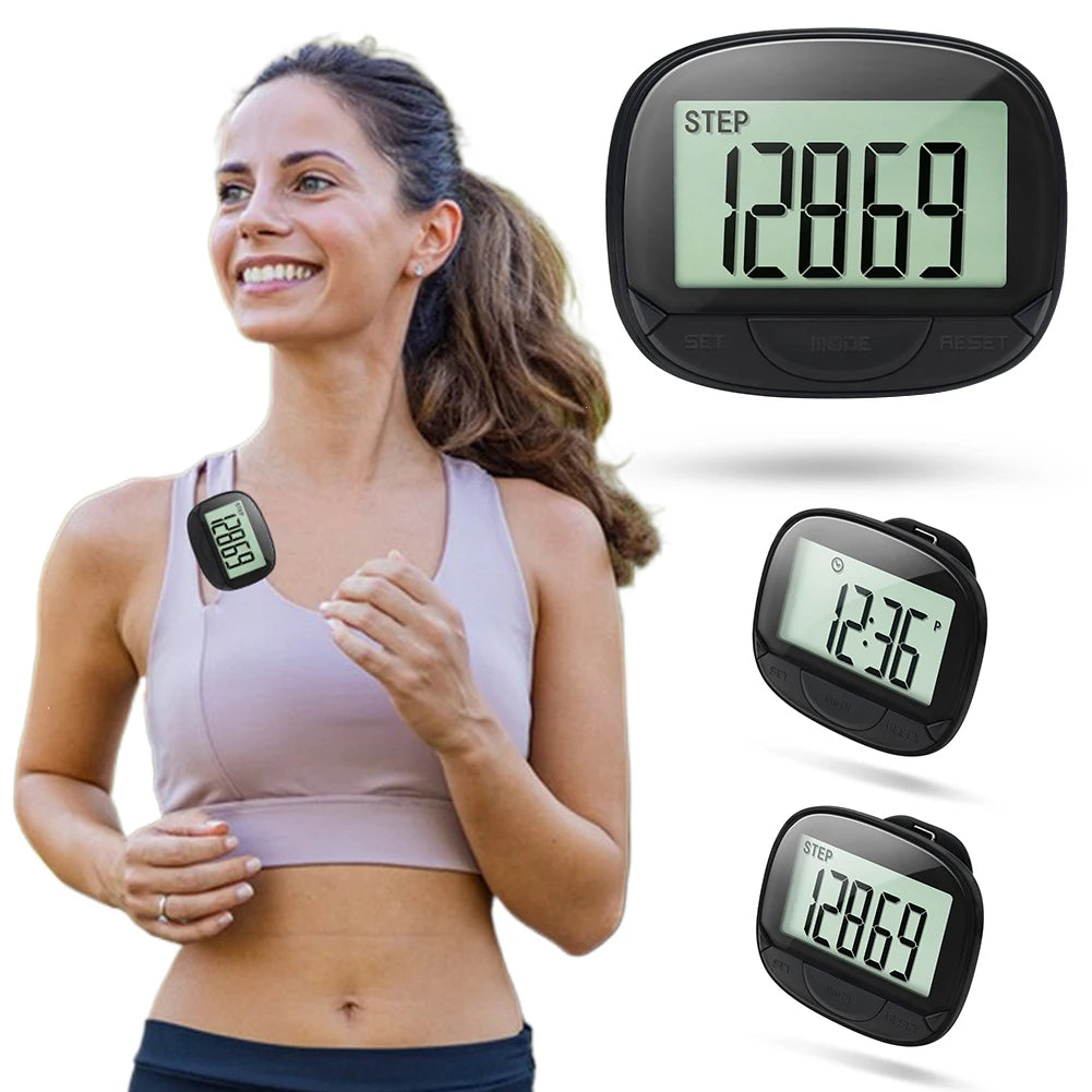 Clip On Pedometer Electronic Digital Display Step Tracker For Adults