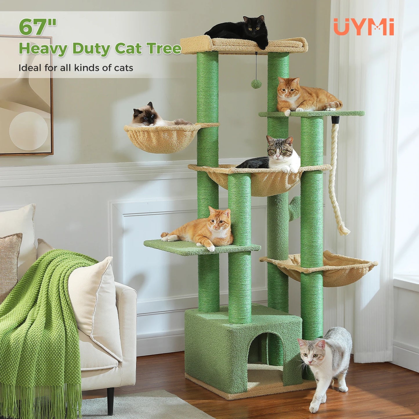 PEQULTICN Multi-Level Cat Tree With Scratching Posts And Condo