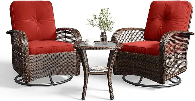 Outdoor Wicker Patio Furniture Set With Rocking Chairs