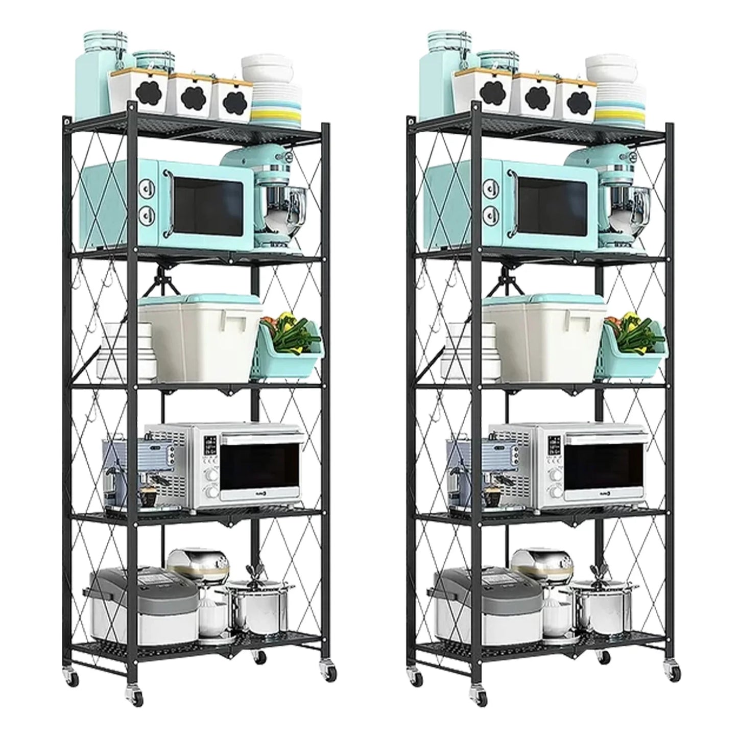 5 Tier Mobile Metal Storage Shelving Unit With Wheels
