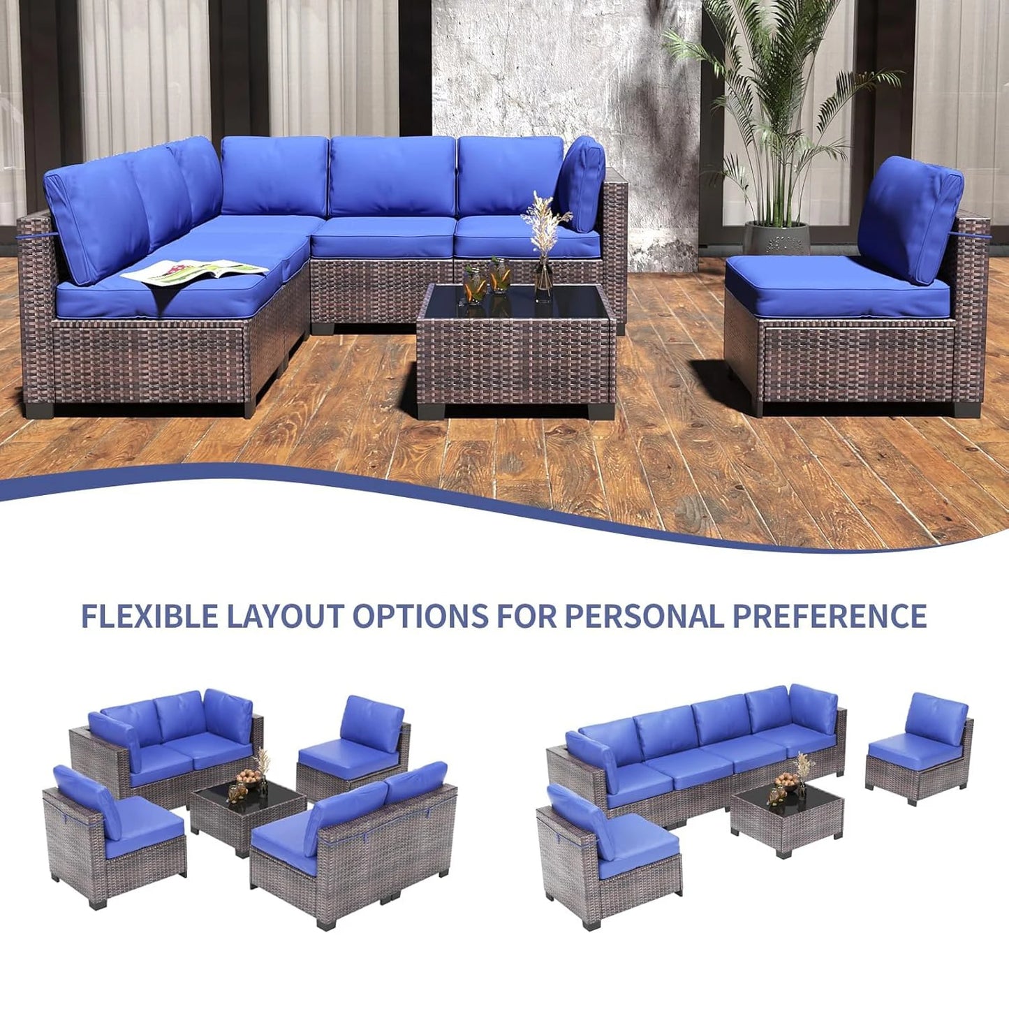 HobbyLane Modular Outdoor Furniture Set PE Rattan Wicker Sectional