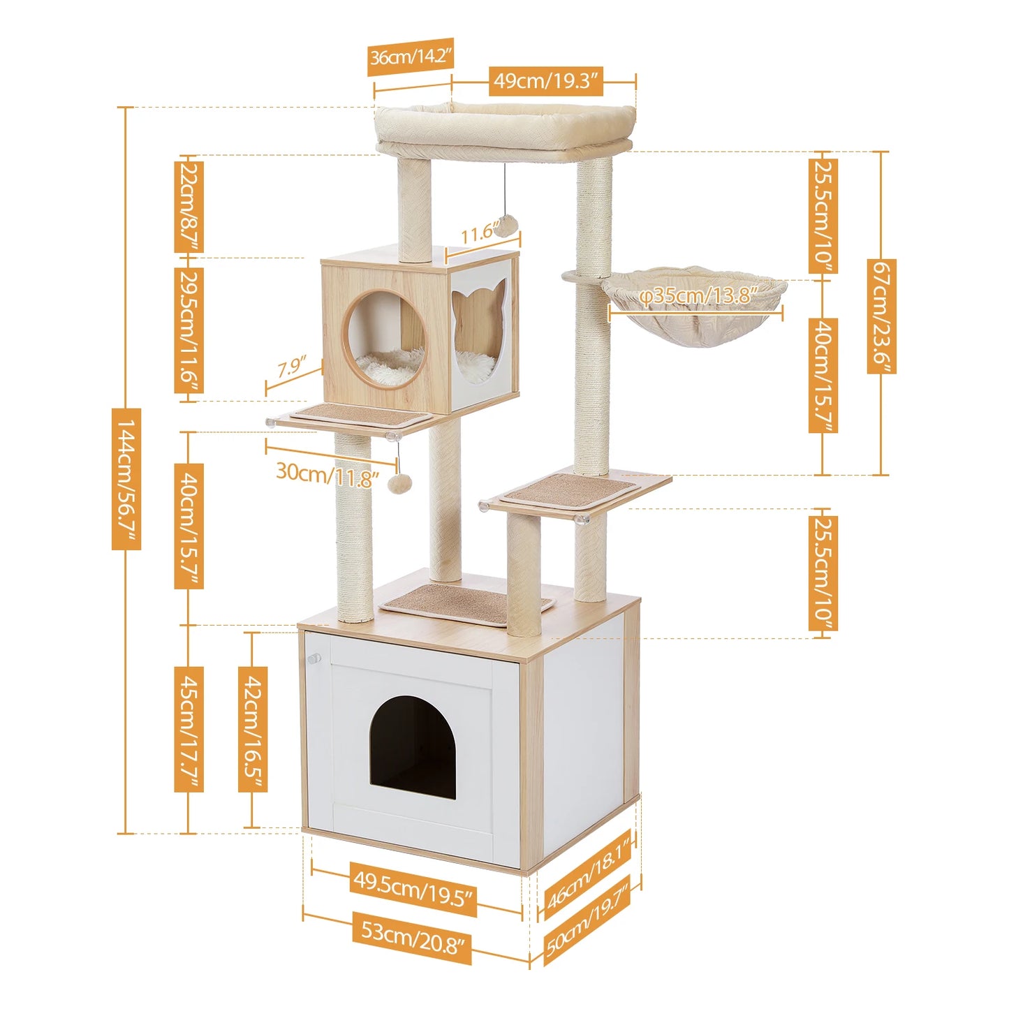 PAWZ Road Multi Level Cat Tree Indoor Wood Tower With Scratching Posts Perch