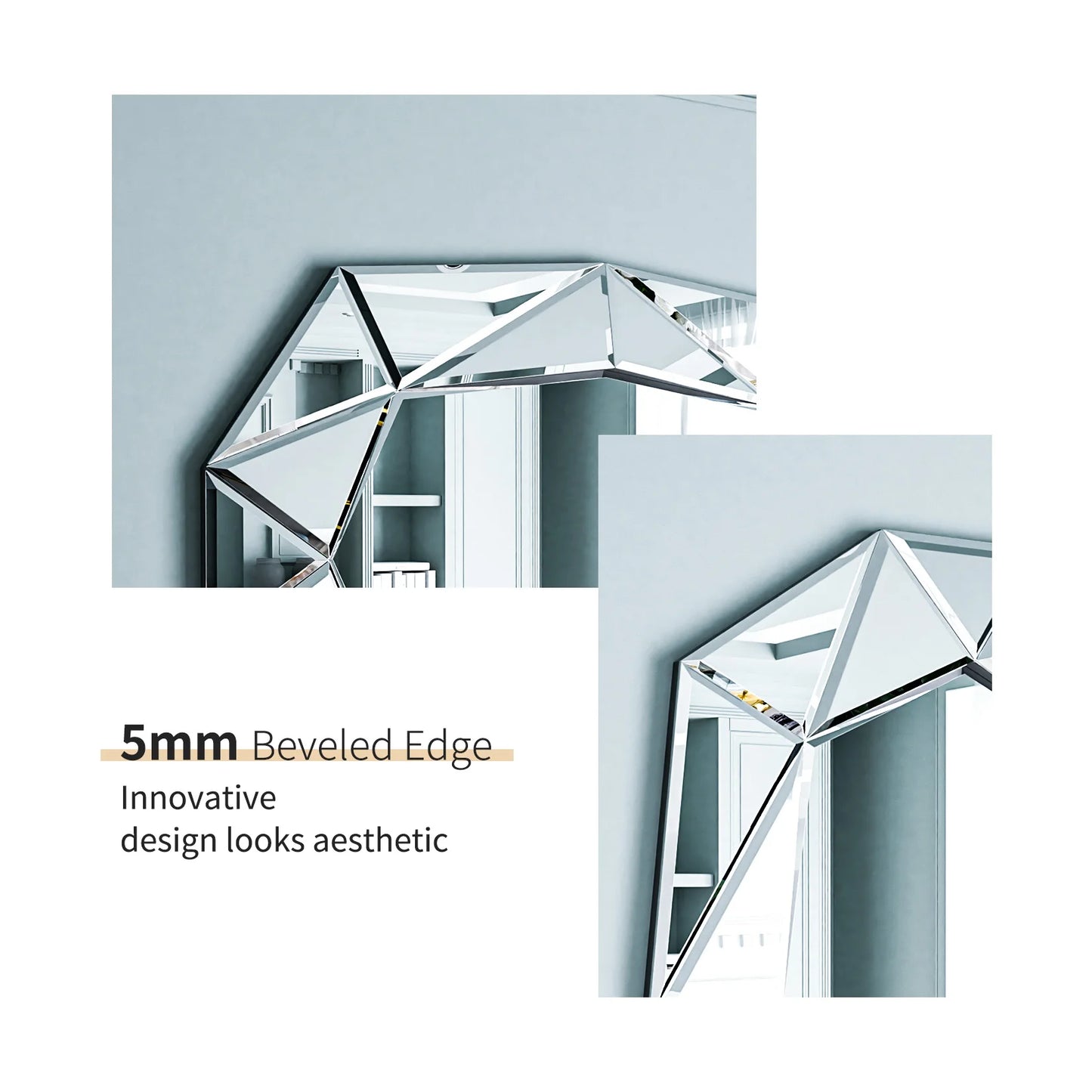 Wisfor Irregular Glass Wall Mirror With Beveled Diamond Edge