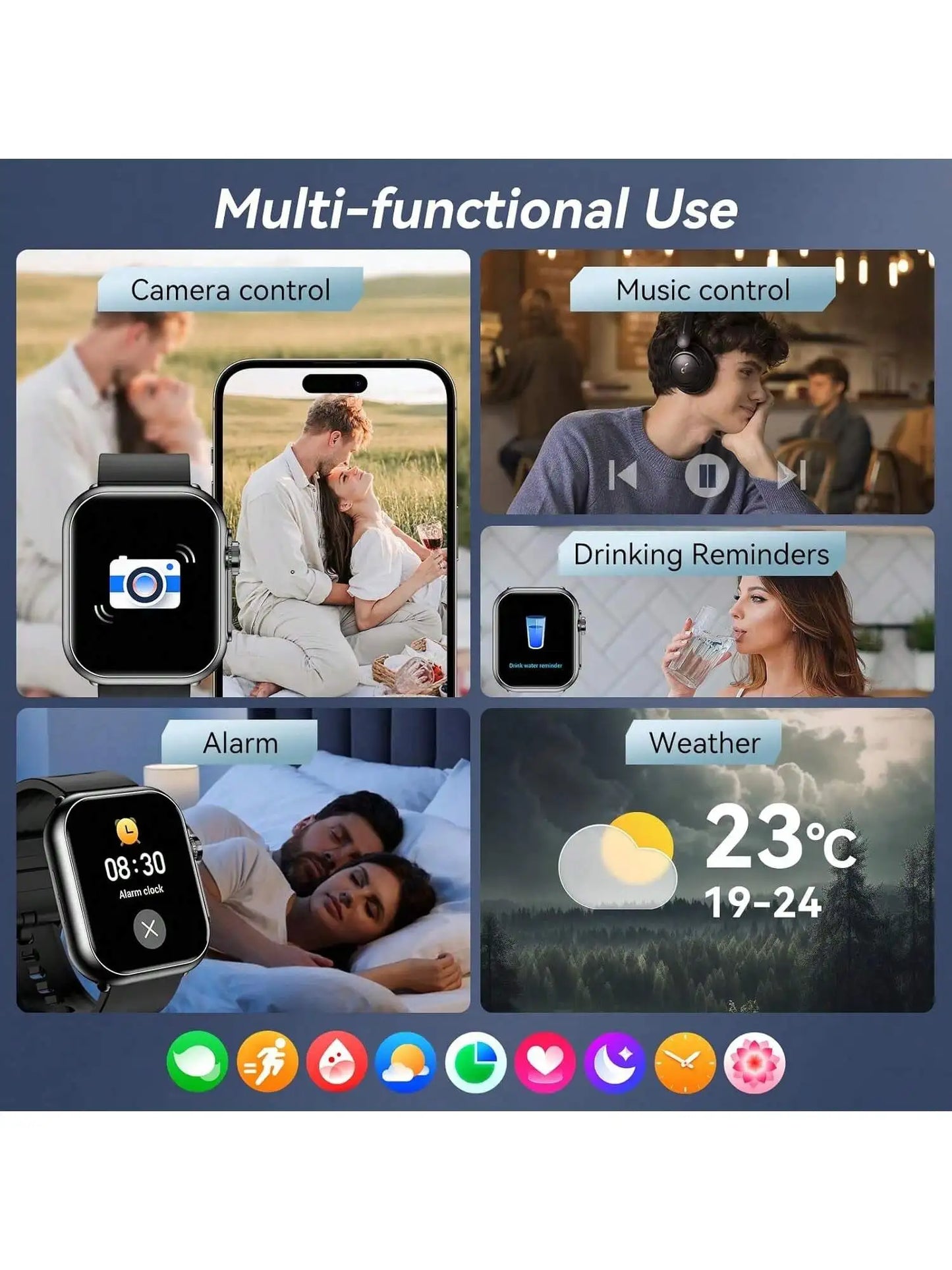 Hiwear Smartwatch With Case And Seven Bands Bluetooth Calling Fitness Tracker
