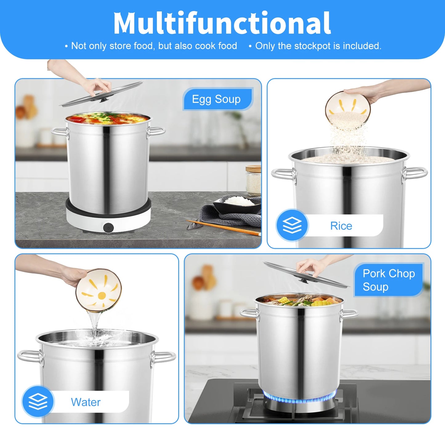 Stainless Steel Stock Pot With Lid And Handles