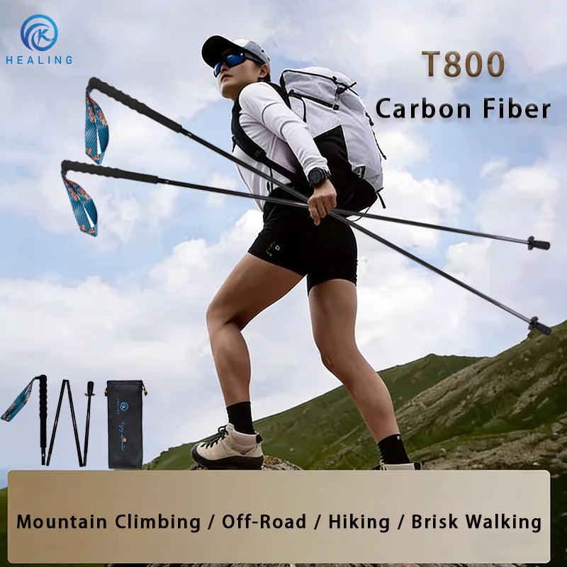 Okhealing Ultra Light Folding Trekking Poles Carbon Fiber