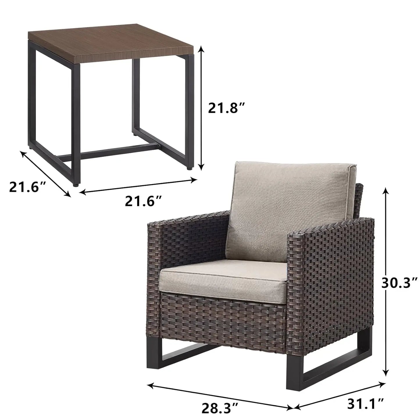 Wicker Outdoor Patio Chairs Set Rattan Bistro Furniture