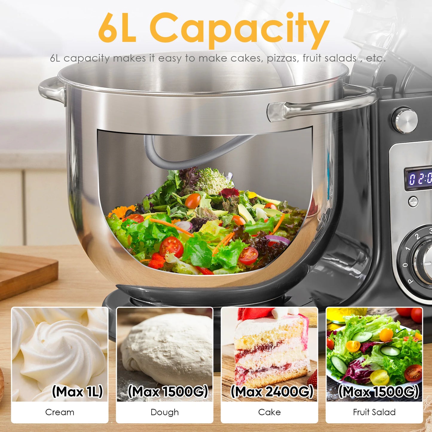 Biolomix Stand Mixer With Quiet 1200W Motor And Accessories