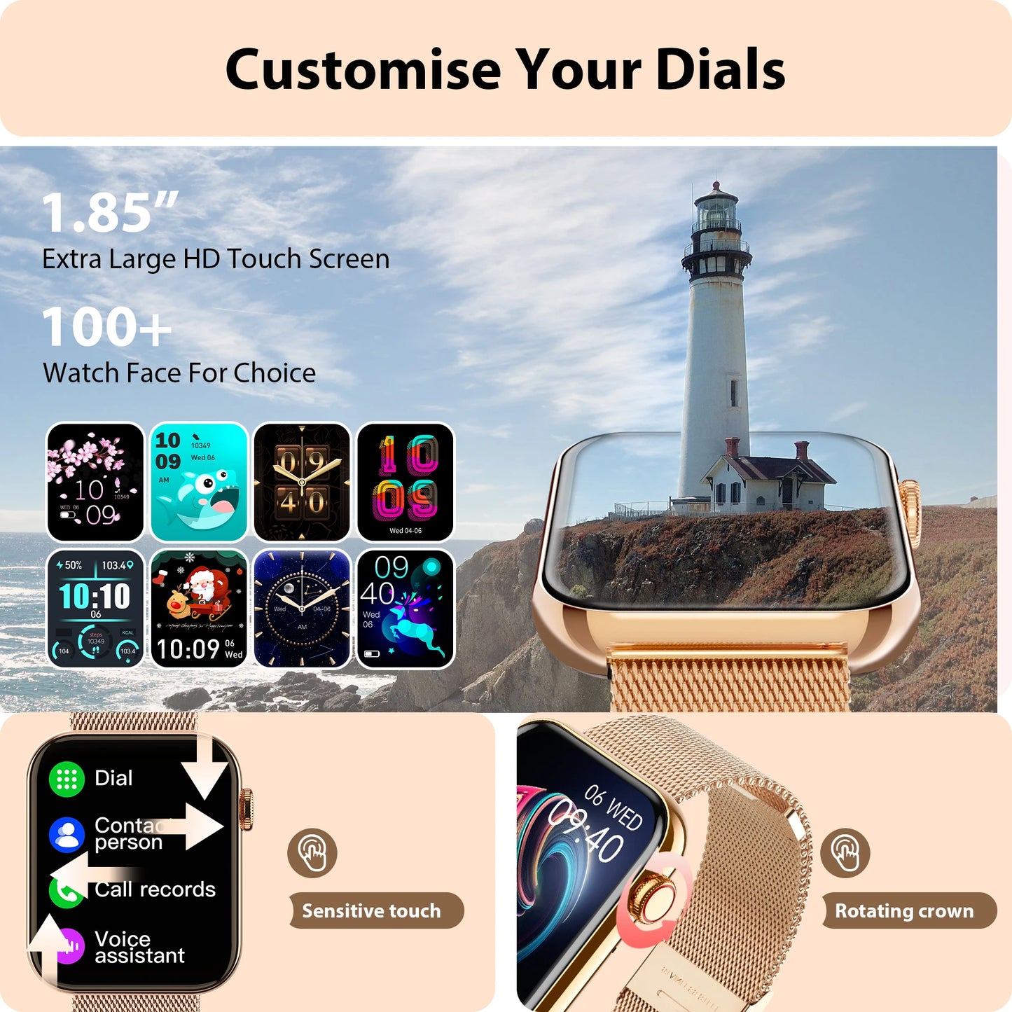 Smart Watch For iPhone And Android With Calls Fitness Tracker