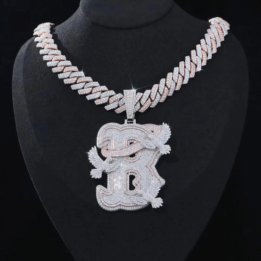 Lyee Cyee Letter B Peace Dove Zircon Pendant Necklace