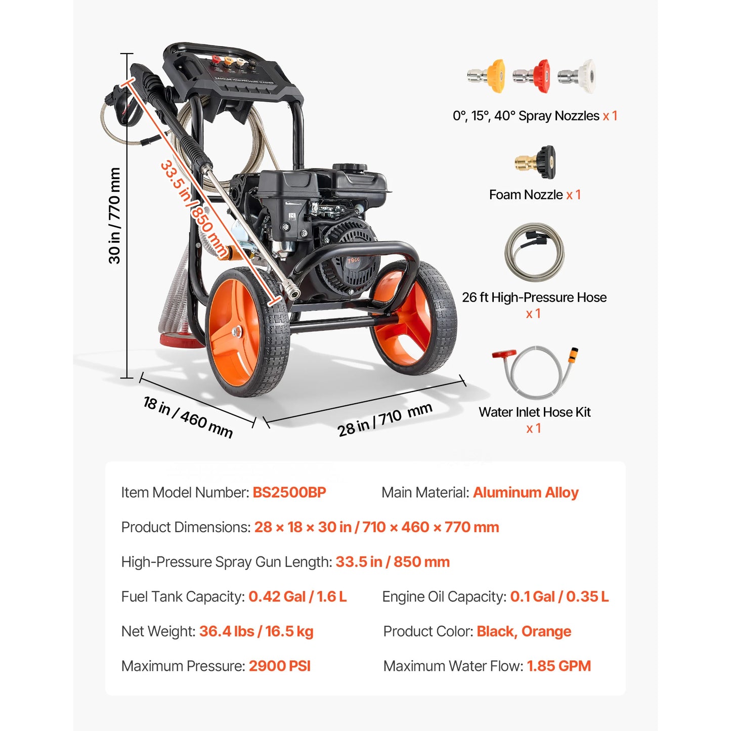 SucceBuy Gas Pressure Washer 2900 To 3600 PSI With GPM