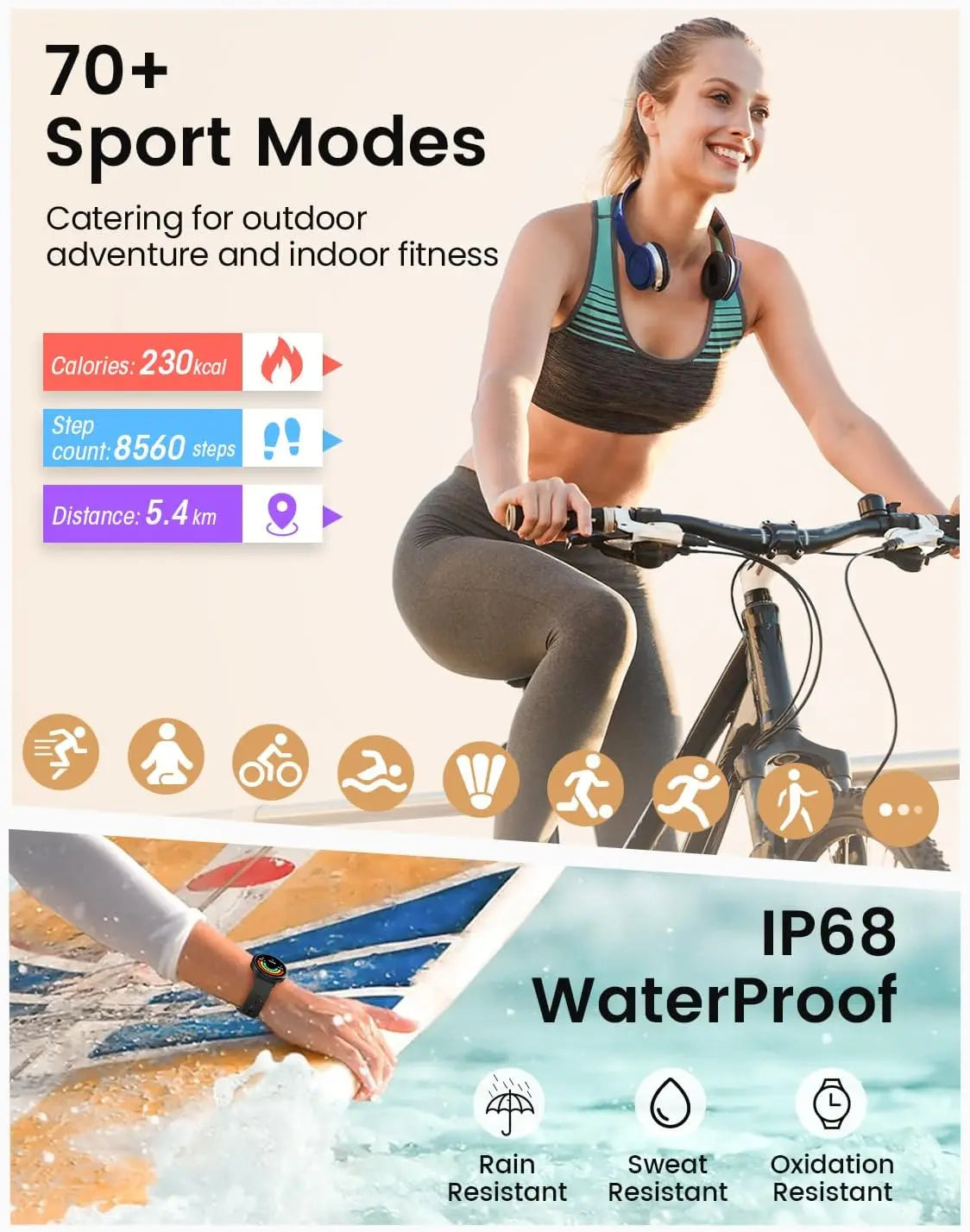 AnyloopCa Women Smartwatch Fitness Tracker Compatible With iPhone Android