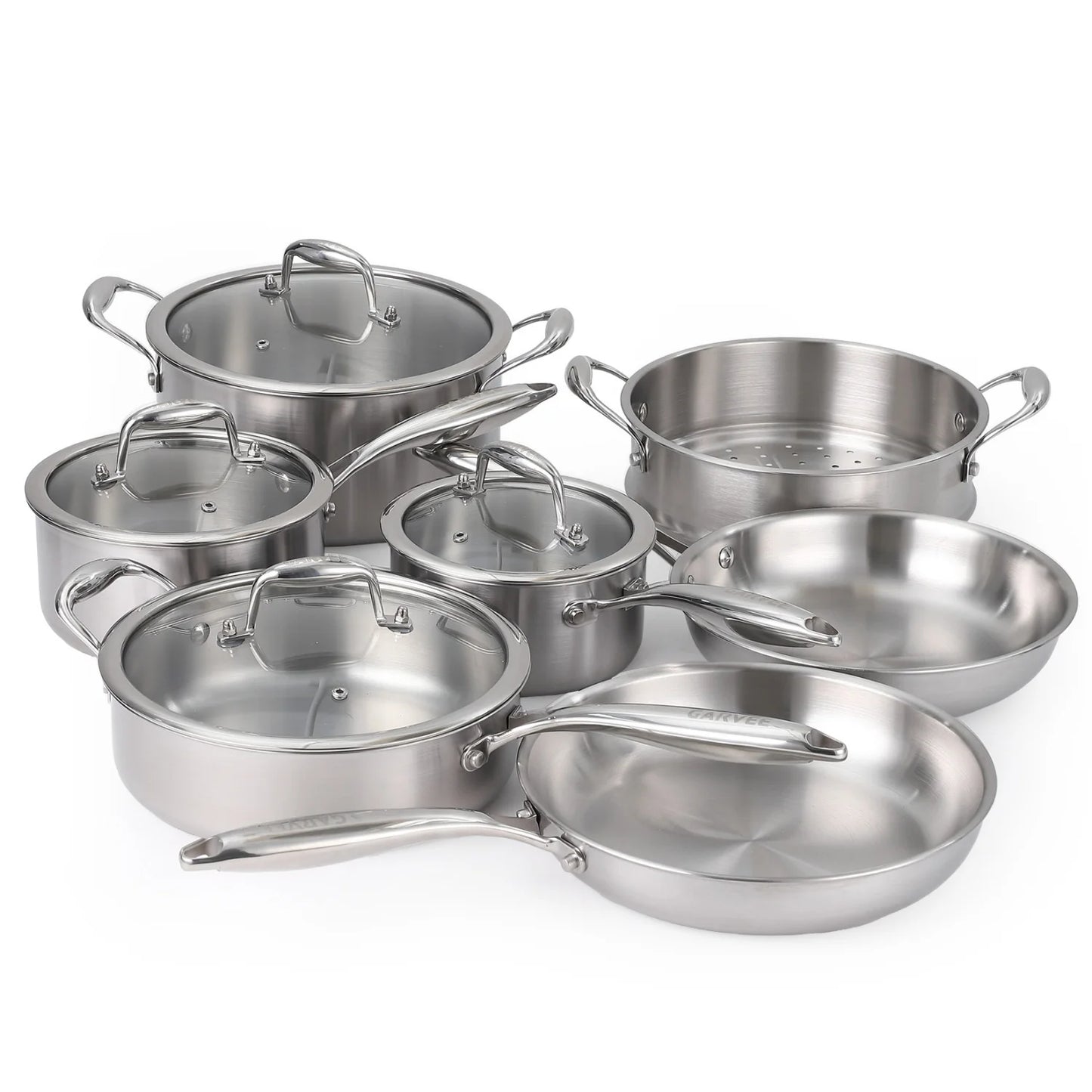 HiMISS 3 Ply Stainless Steel Cookware Set With Lids