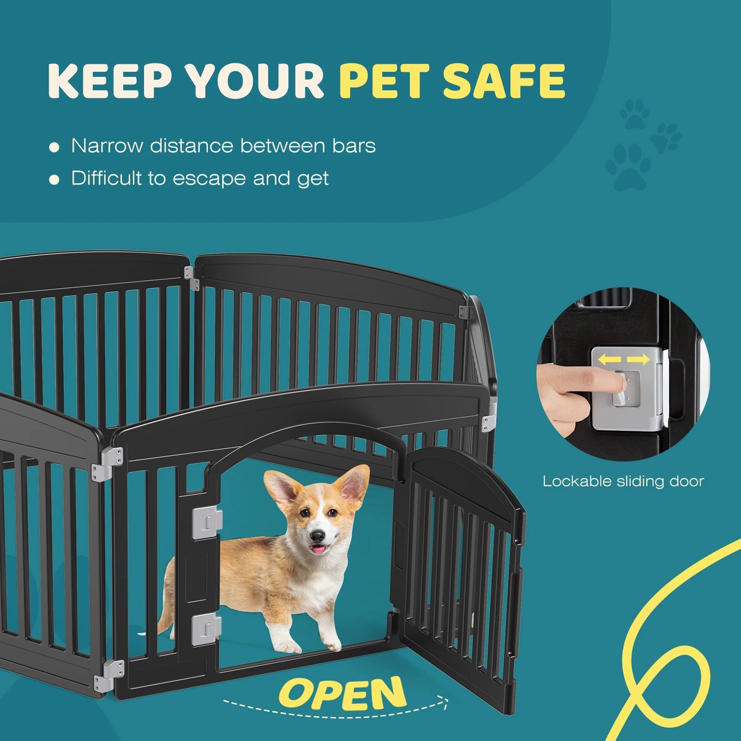 JHK Plastic Dog Playpen Expandable Pet Fence Portable Indoor Outdoor