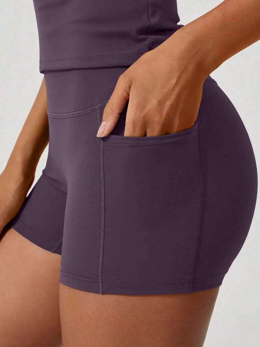 Women's High Waist Tummy Control Butt Lifting Sports Shorts Set
