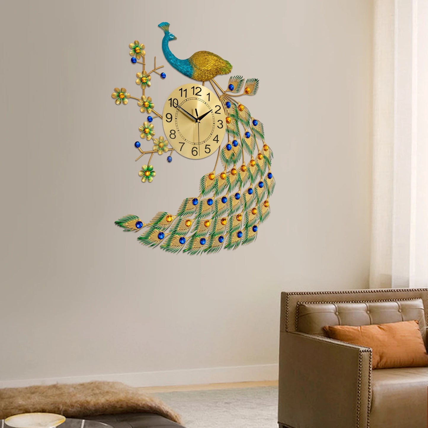 Peacock Wall Clock Modern Art Decoration For Living Rooms