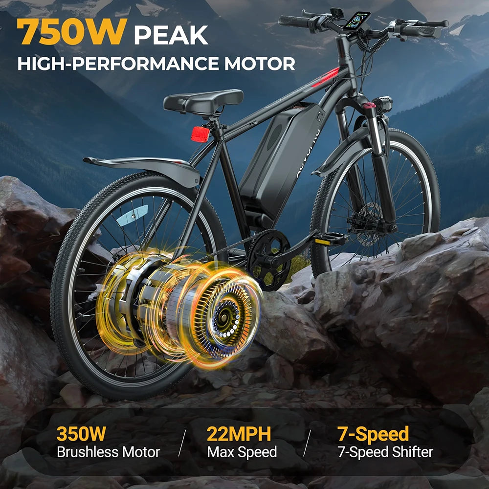 AOVOPRO BK520 Electric Bicycle With 750W Motor And 48V Battery