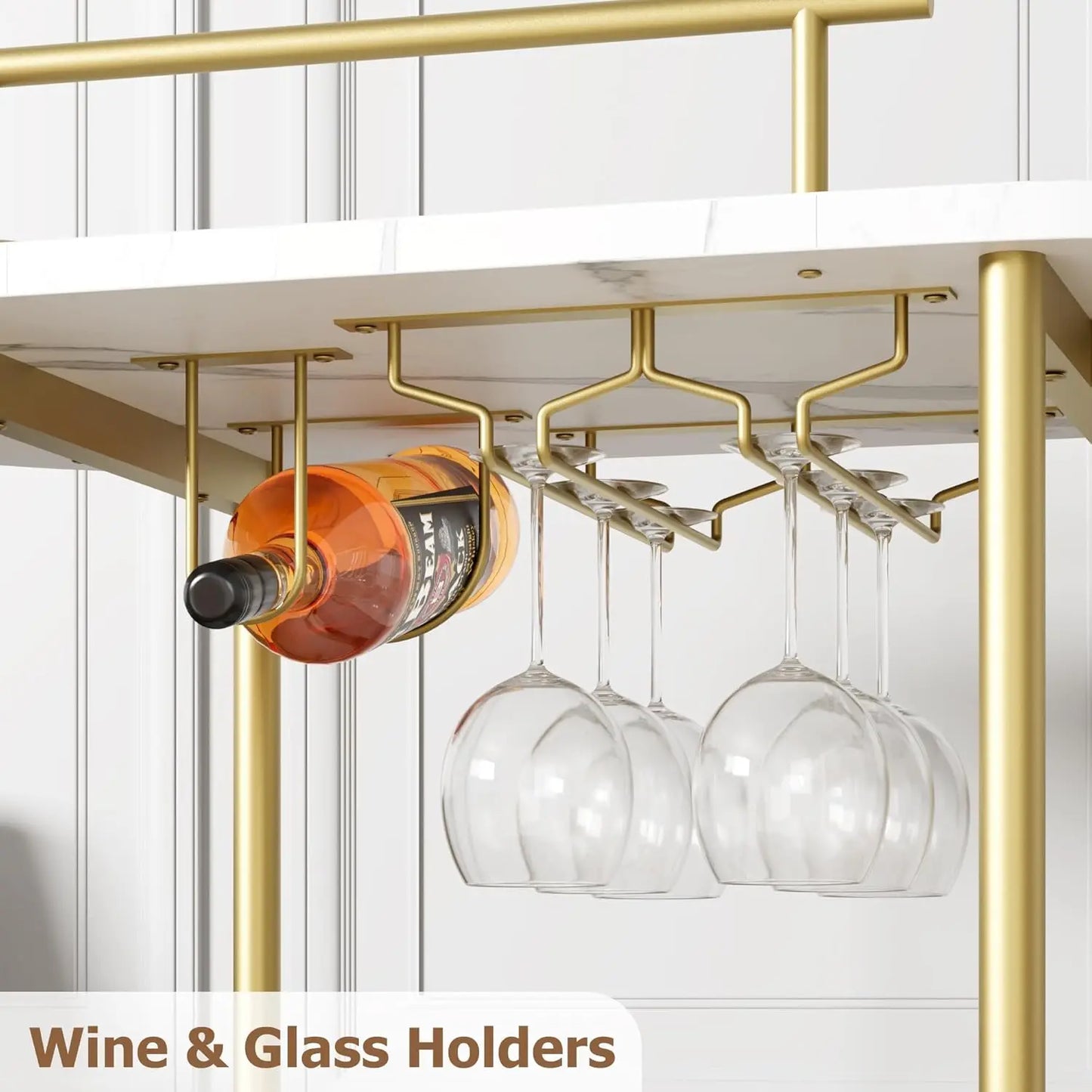 HobbyLane Bar Carts With Four-Tier Storage And Wine Rack