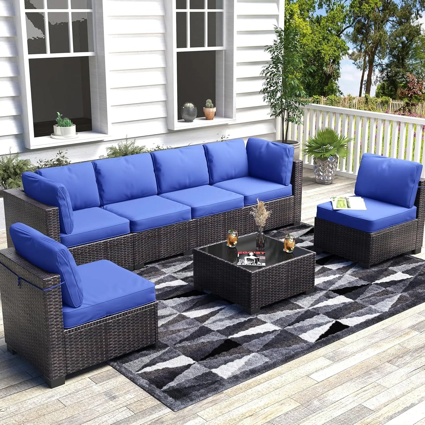 HobbyLane Modular Outdoor Furniture Set PE Rattan Wicker Sectional
